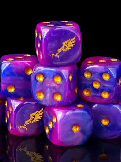 Warhammer 40K Imperial Aquila Blue-Purple Galaxy Swirl Acrylic D6 Dice