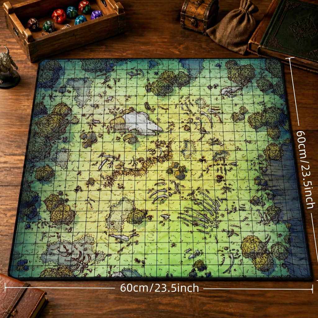 24 x 24 in D&D Battle Mat – 1-Inch Grid TRPG Terrain Map