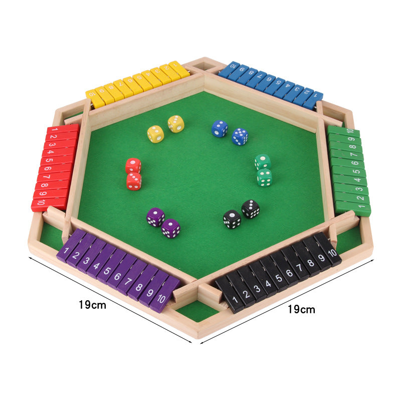 Close the Box Dice Game | Hexagonal Wooden Family Educational Tabletop Game for 6 Players