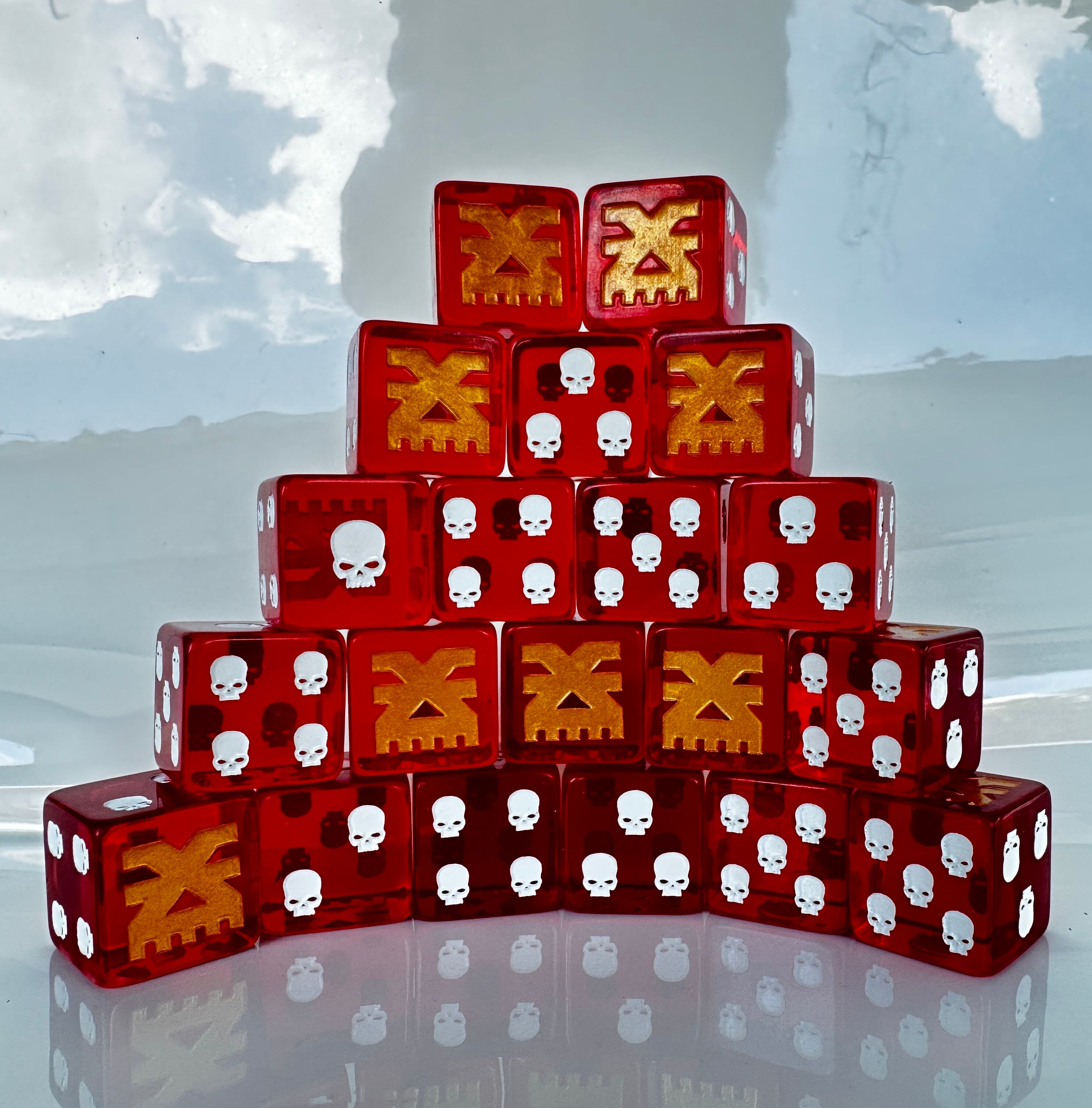 Warhammer 40K Chaos God of War Khorne Red Transparent D6 Dice