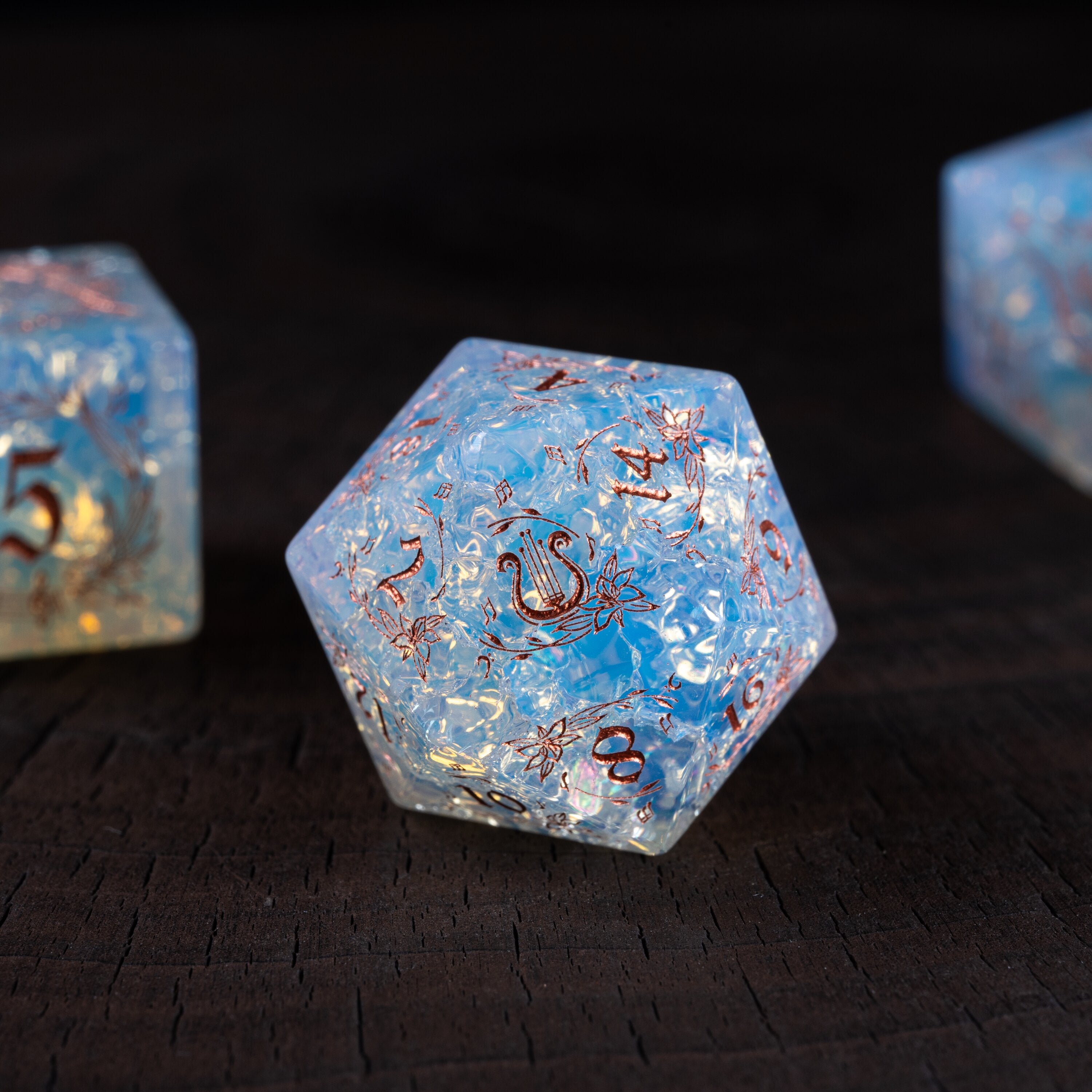 Bard's Harp Opal DND Dice Set