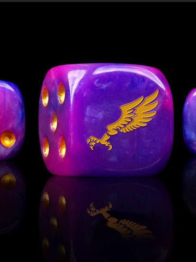 Warhammer 40K Imperial Aquila Blue-Purple Galaxy Swirl Acrylic D6 Dice