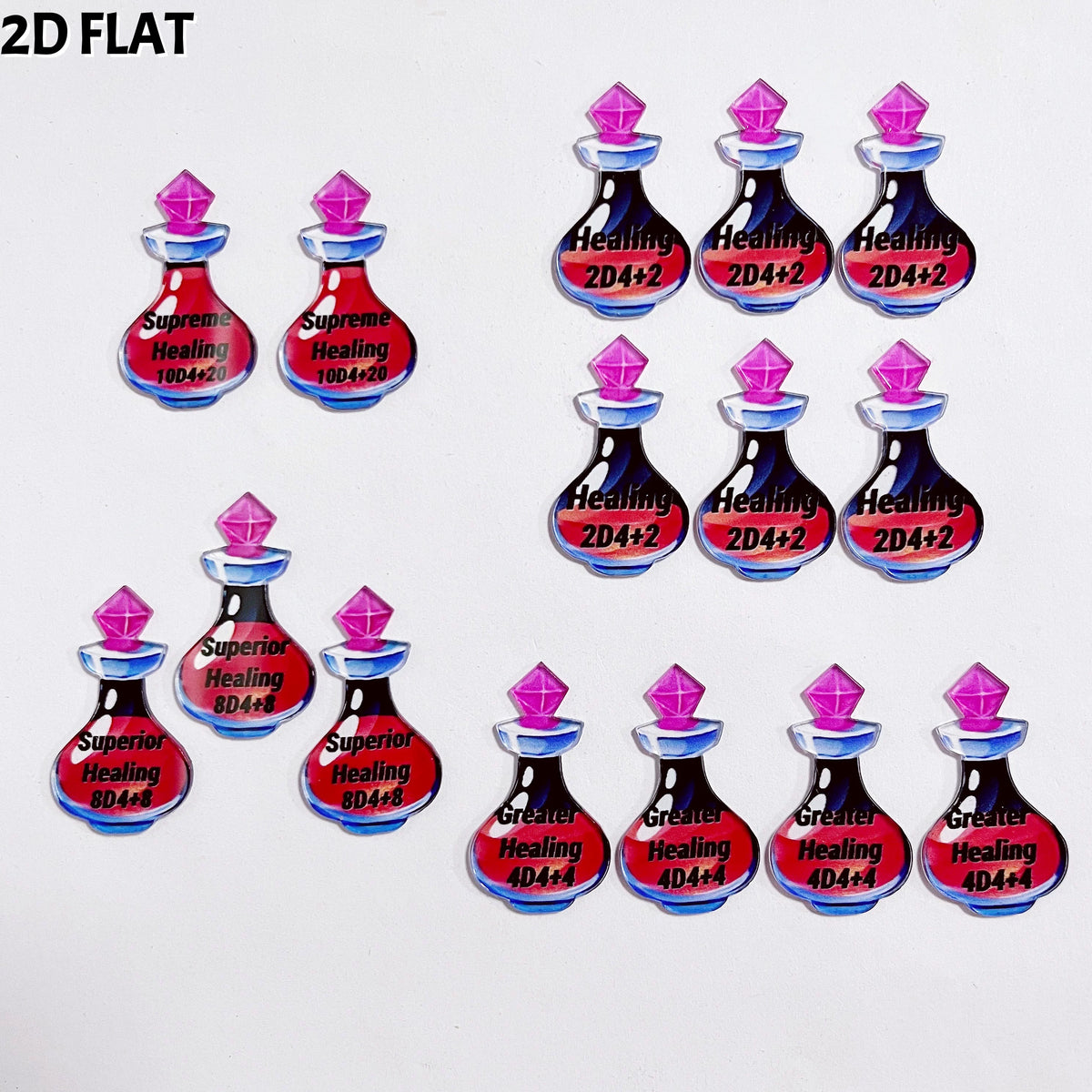 15-Piece D&D Healing Potion Tokens – Acrylic Potion Markers