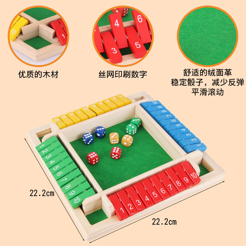 Close the Box Dice Game | Hexagonal Wooden Family Educational Tabletop Game for 6 Players