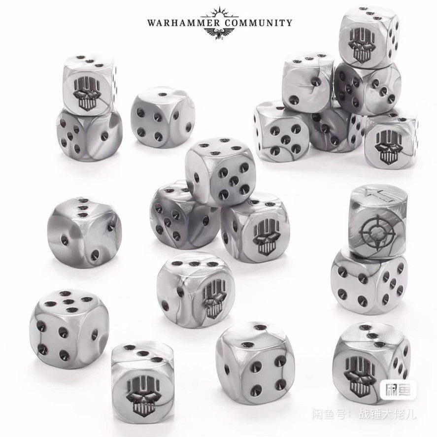 Warhammer 40K Iron Warriors White Swirl Pearlescent Acrylic D6 Dice