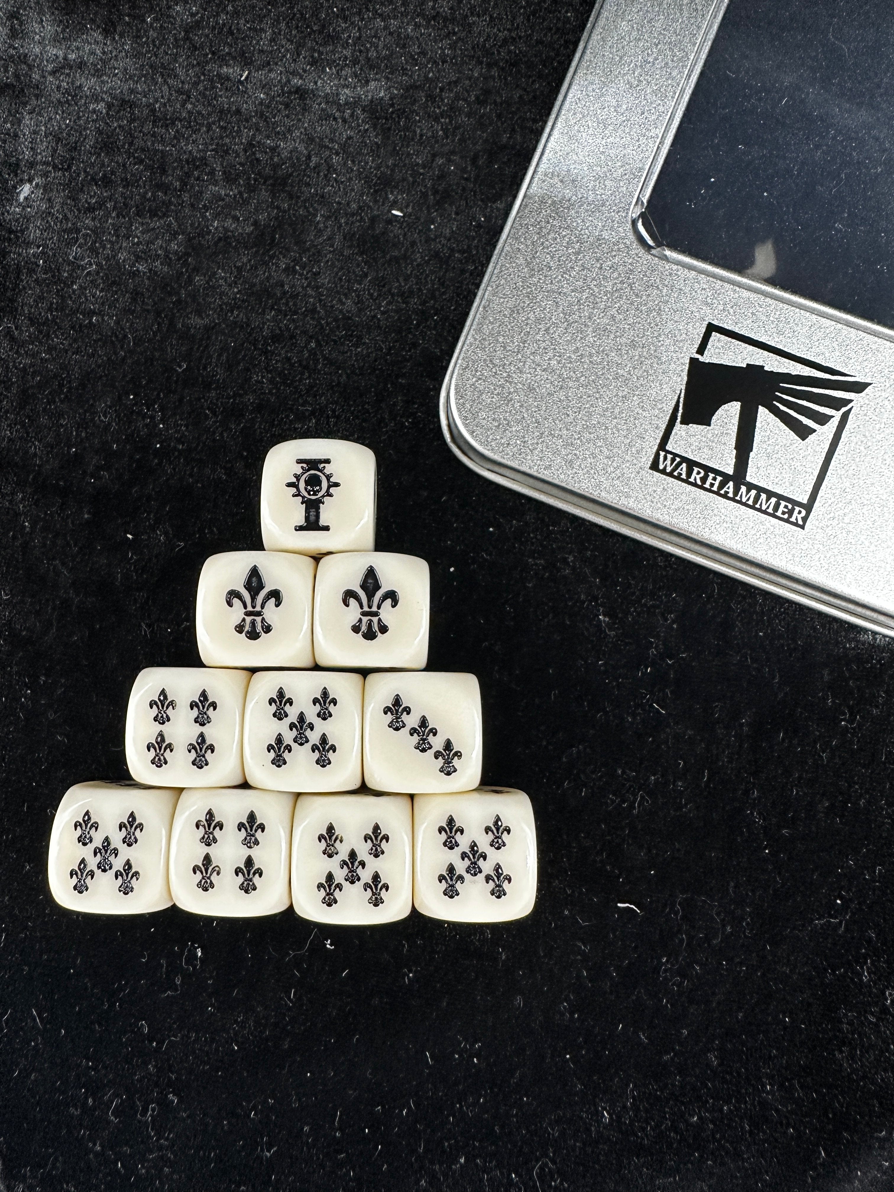 Warhammer 40K Adepta Sororitas Fleur-de-lis Off-White Acrylic D6 Dice