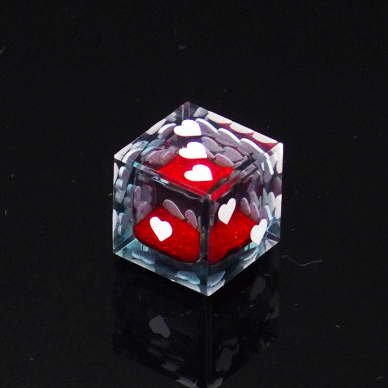 D6 Heart Pip Quicksand Dice – Premium Resin Glitter Dice for DND & TTRPG 18mm | Bear Dice