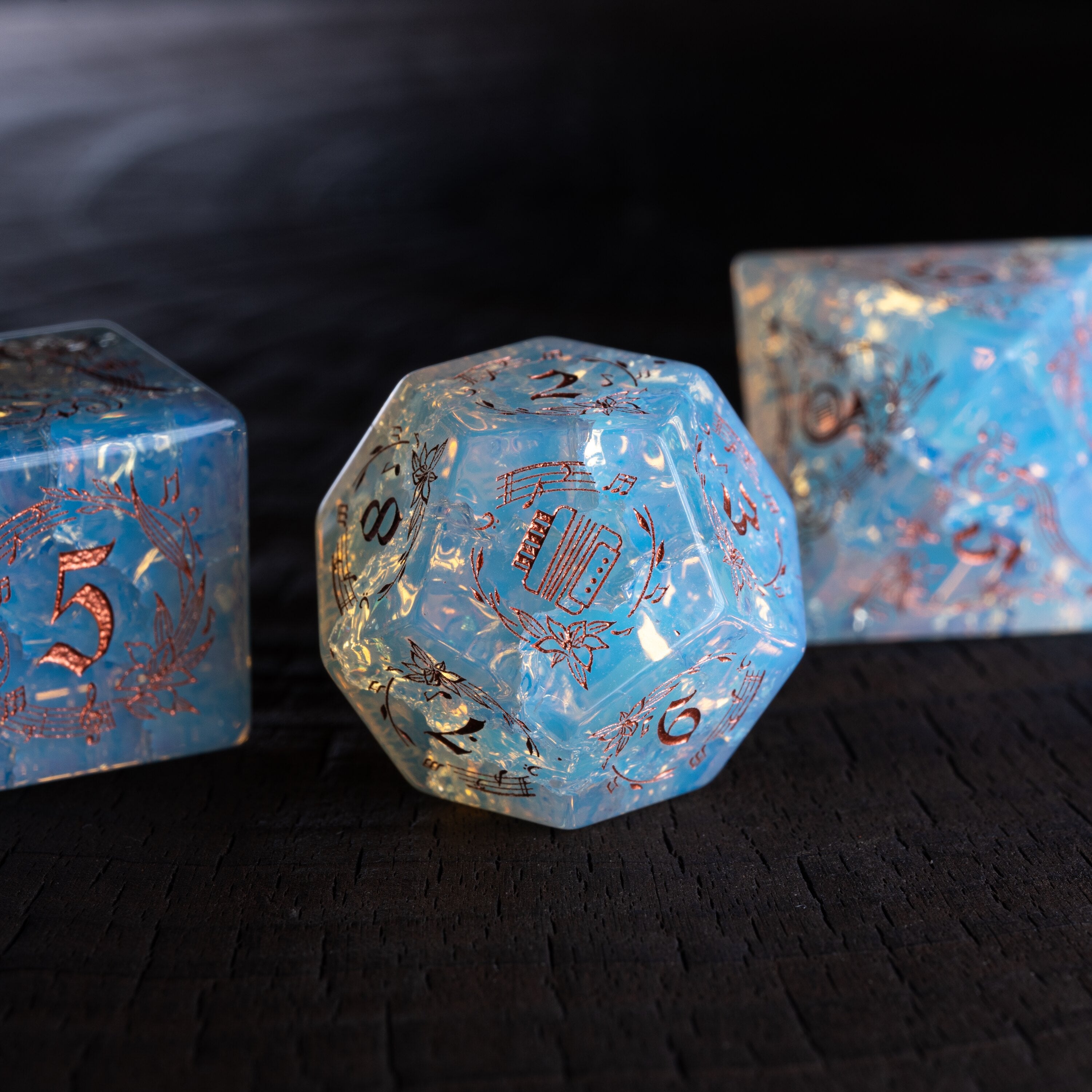 Bard's Harp Opal DND Dice Set