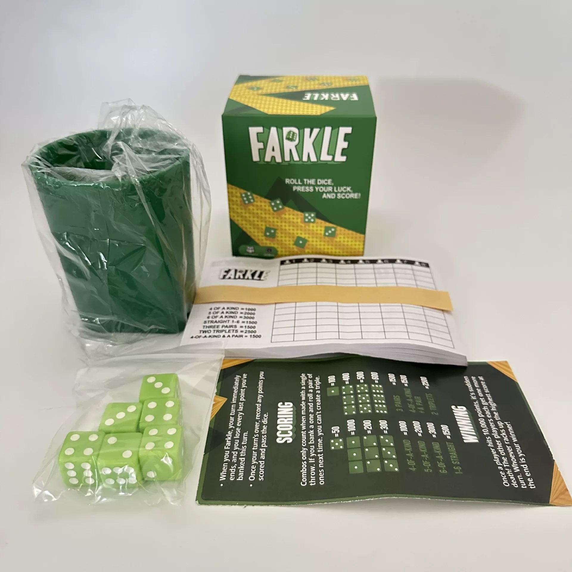 Brybelly Farkle Dice Game | Family Shaker Cup Set with Dice, Score Pad