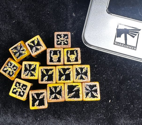 Warhammer 40K Black Legion Chaos Yellow Acrylic D6 Dice