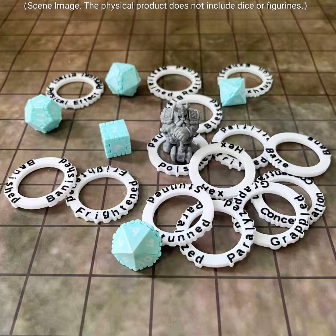 24-Pack D&D Condition Rings & Status Markers – Acrylic Spell Effect Tokens