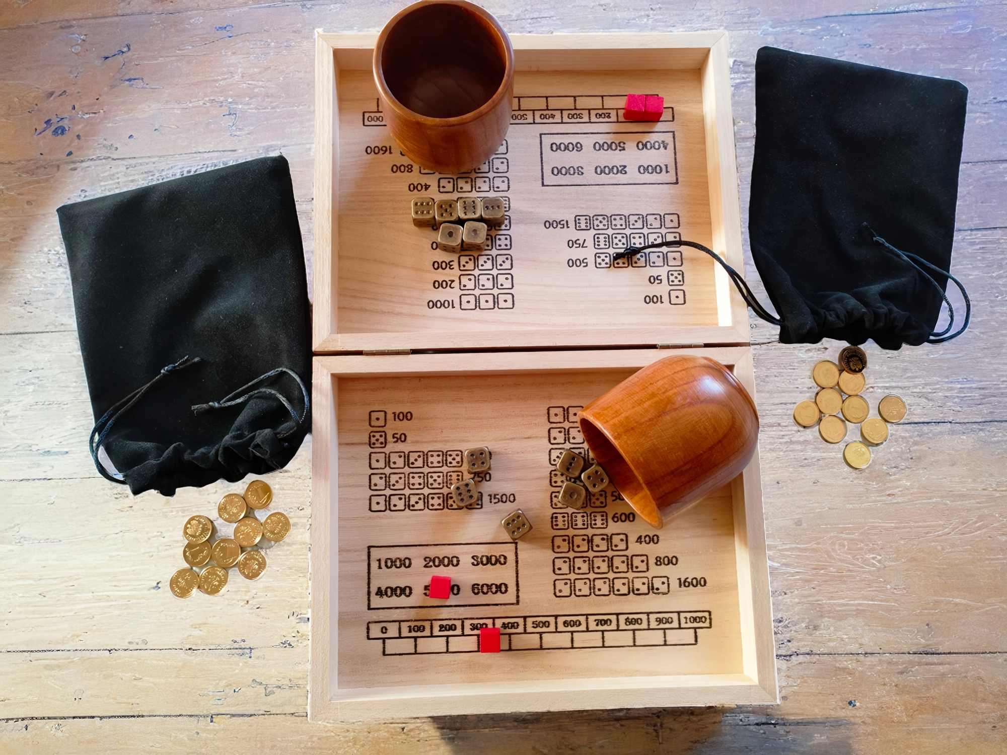 "Heavenly Rescue" Dice Game | Premium Wooden Dice & Gold Coin Strategy Set with Velvet Bag