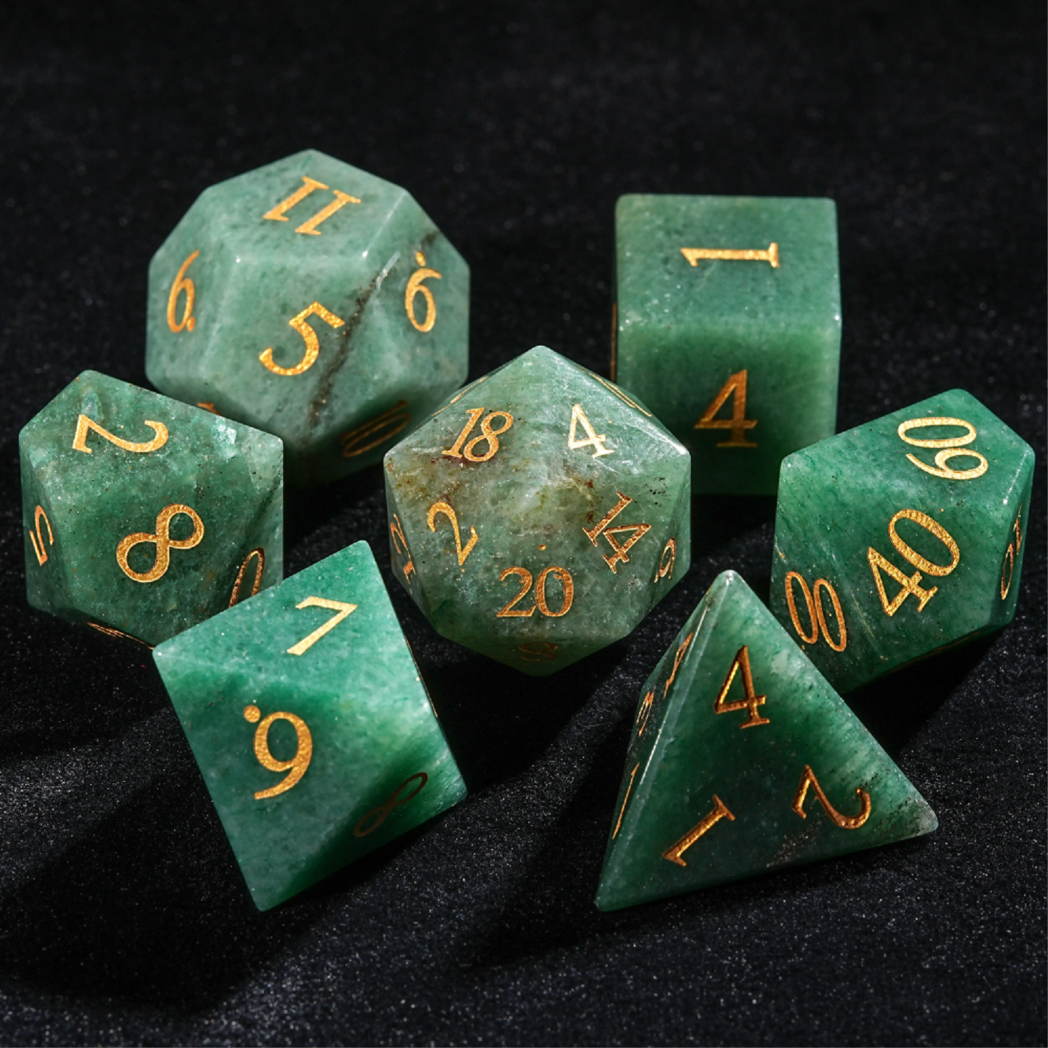 Natural Green Aventurine Gemstone Dice Set