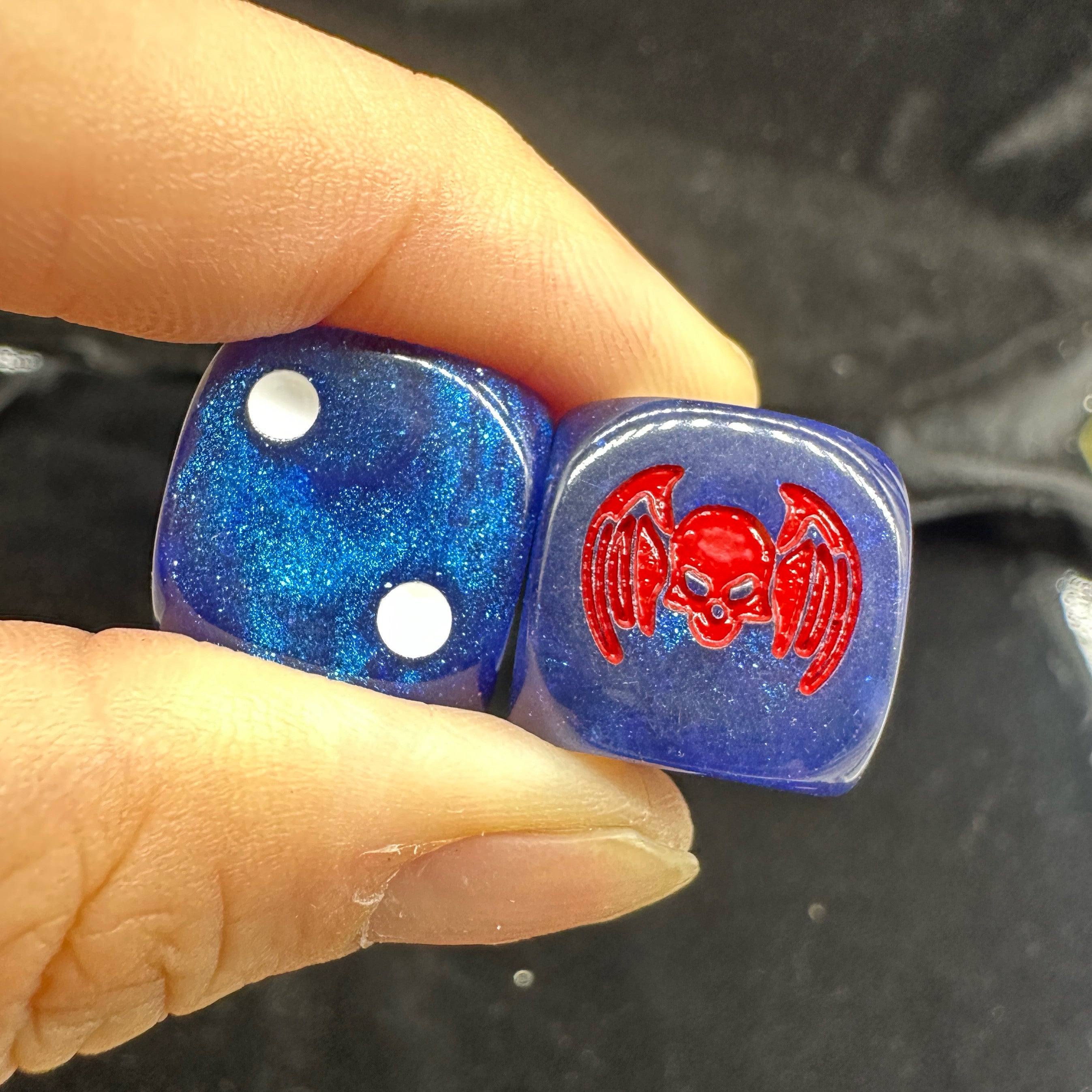 Warhammer 40K "Night Lords"  "God of Destruction" Blue Glitter Acrylic D6 Dice