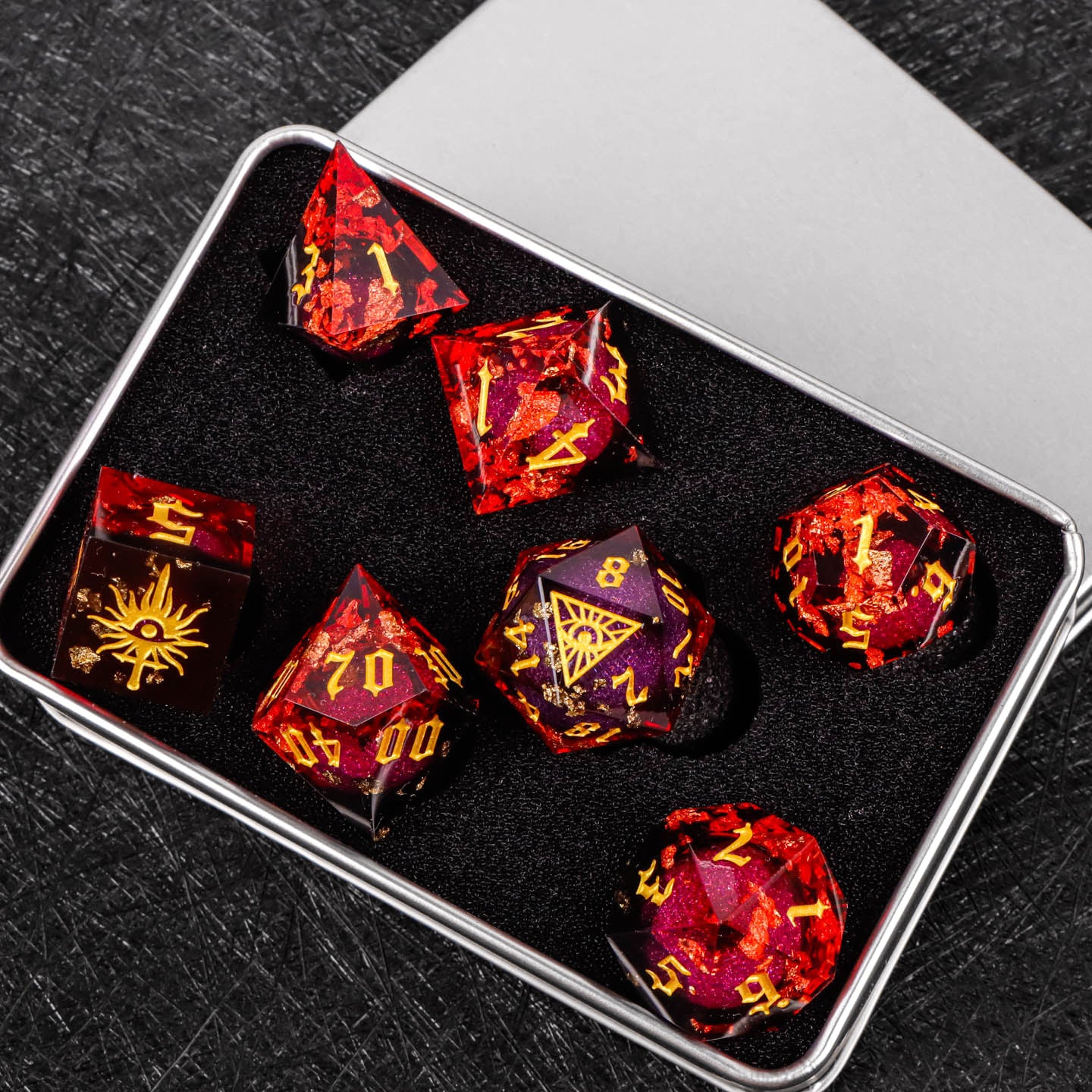 All-Seeing Eye Liquid-Core Resin Dice Set