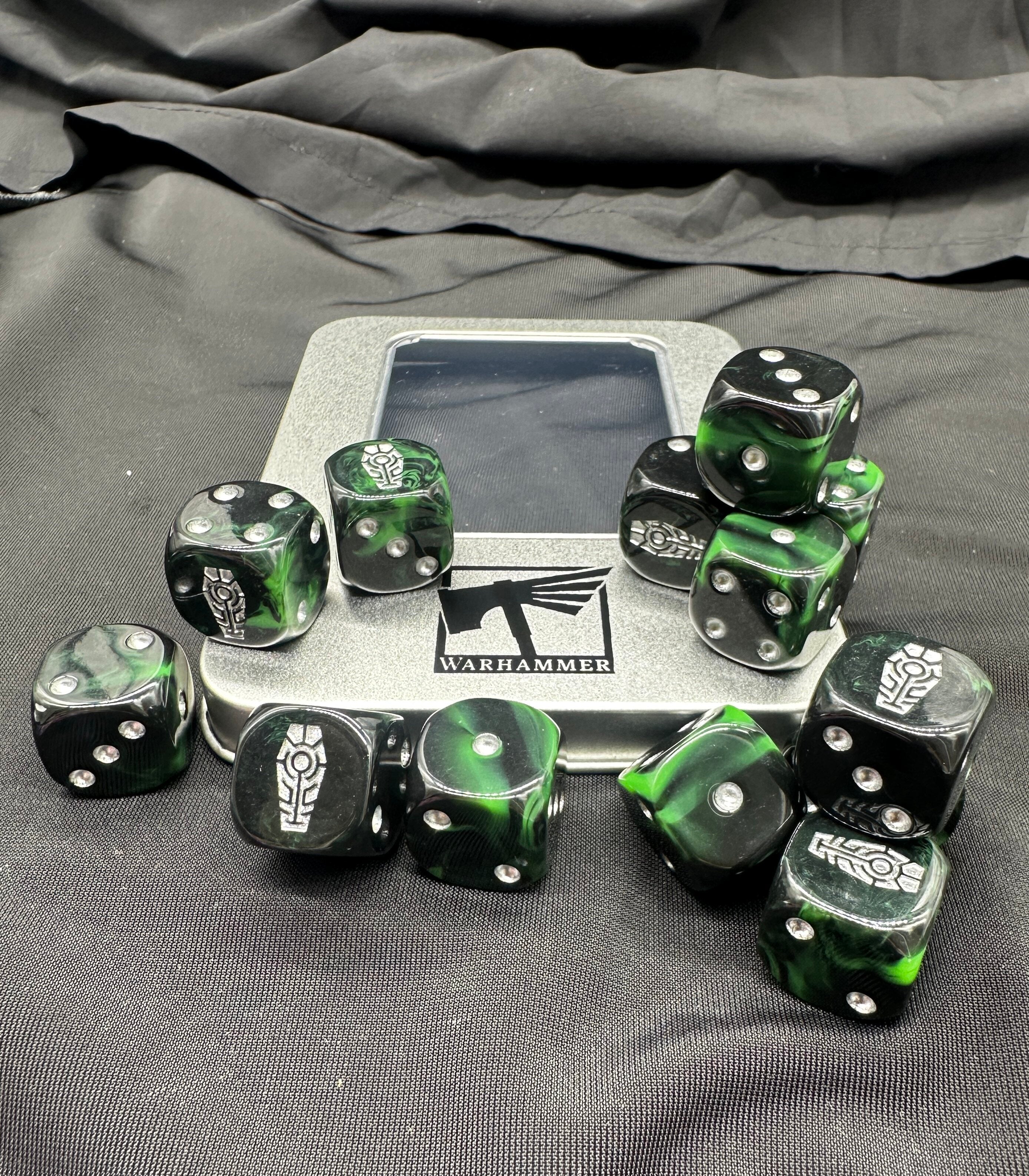 Warhammer 40K Necron Black and Green D6 Dice