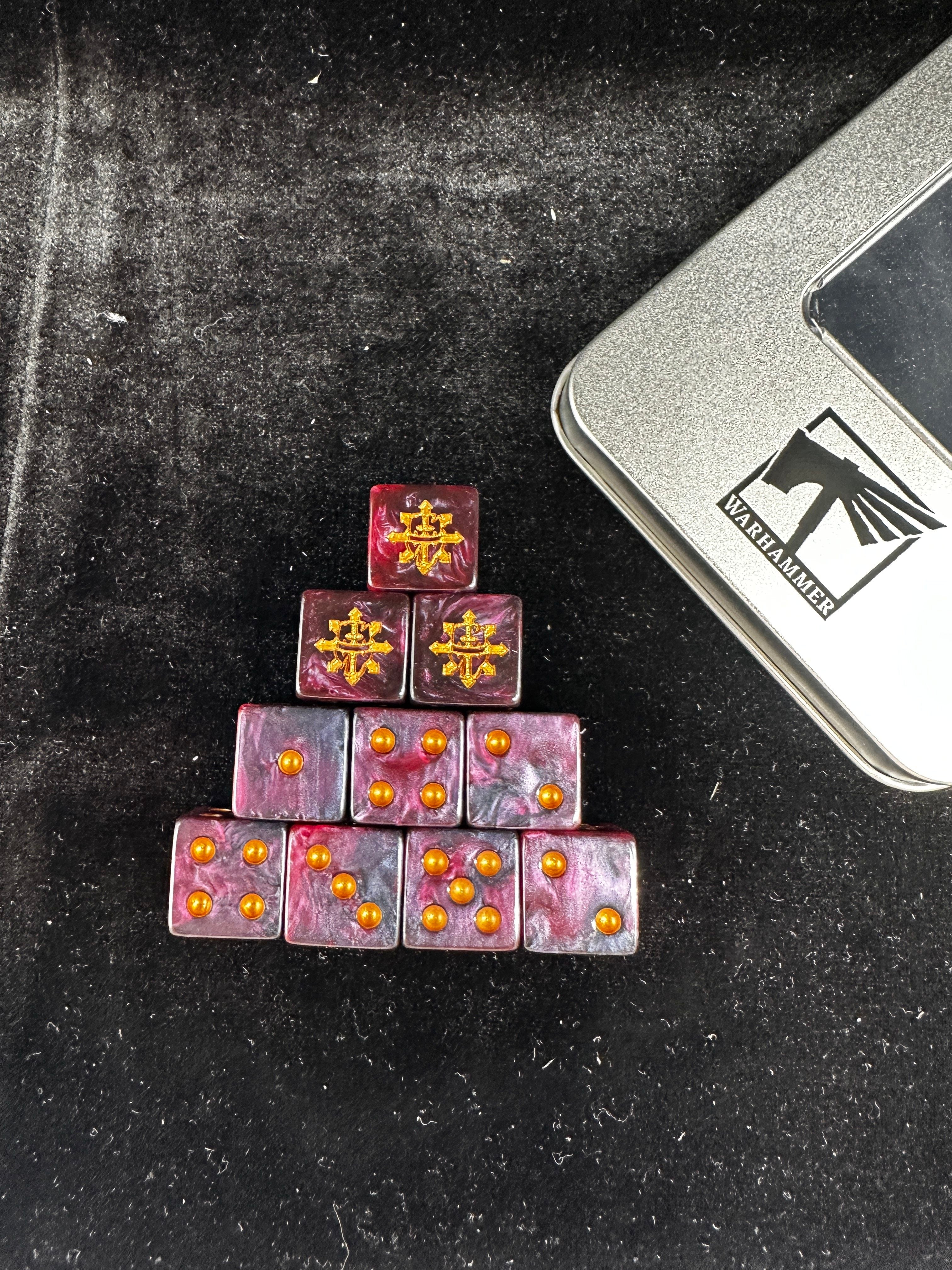 Warhammer 40K Chaos Titan/Knight Black & Red Swirl Acrylic D6 Dice