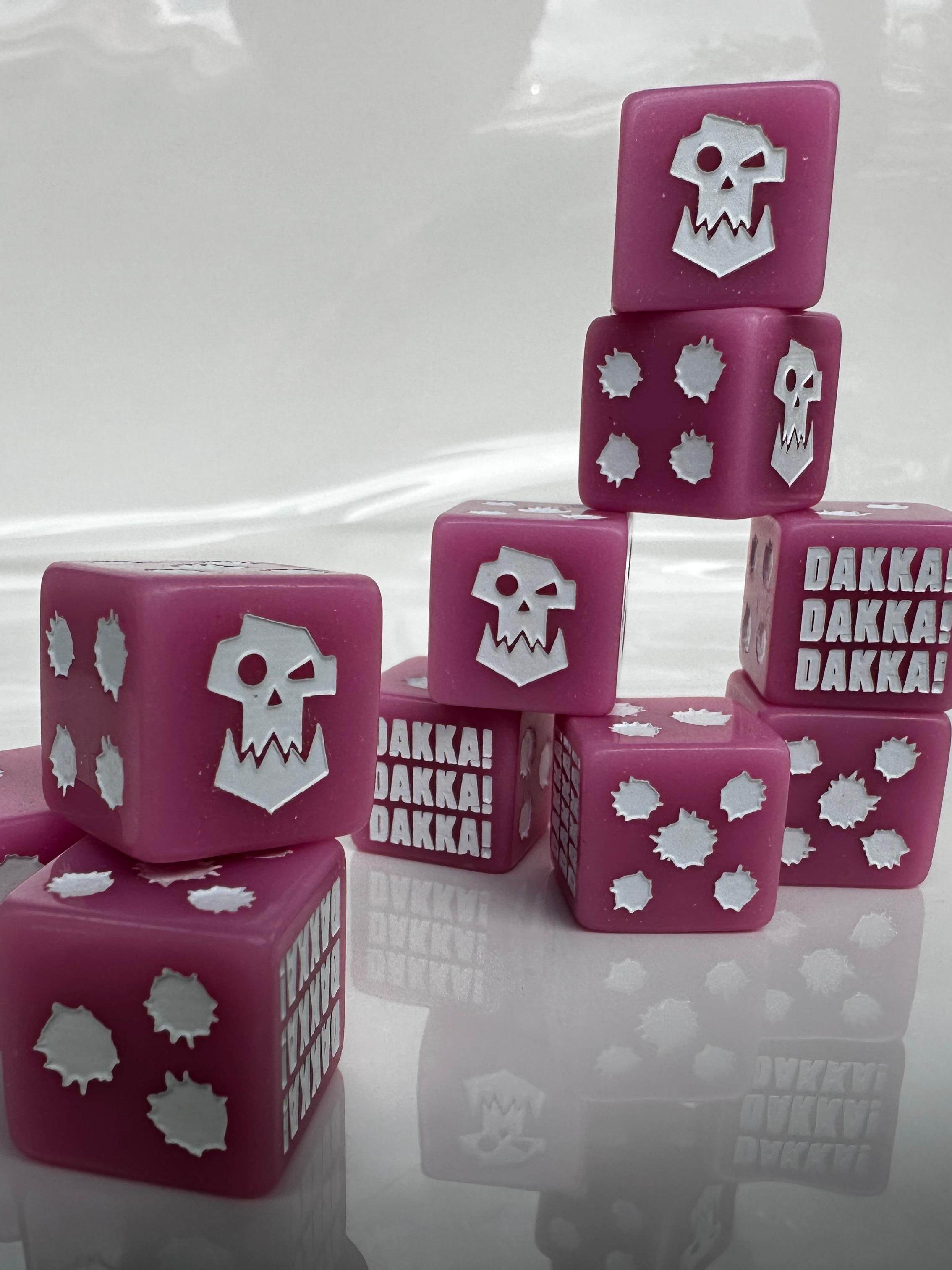 Warhammer 40K Orc Rose Red Right-Angle Acrylic D6 Dice