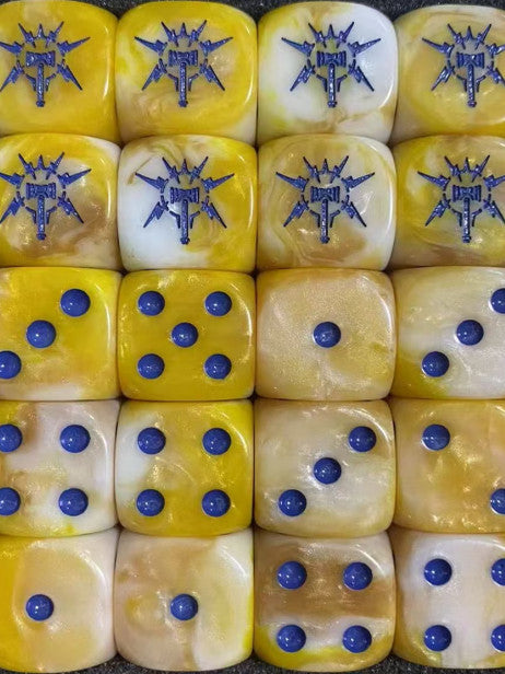 Warhammer 40K Thunderforged Weapon Yellow-White Swirl Acrylic D6 Dice