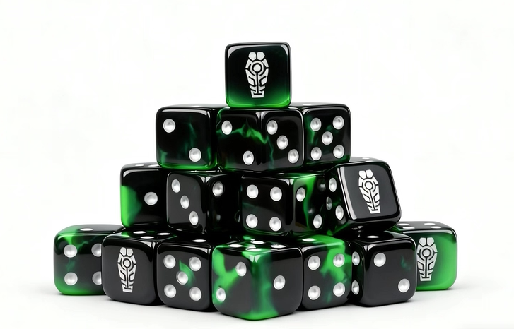 Warhammer 40K Necron Black and Green D6 Dice