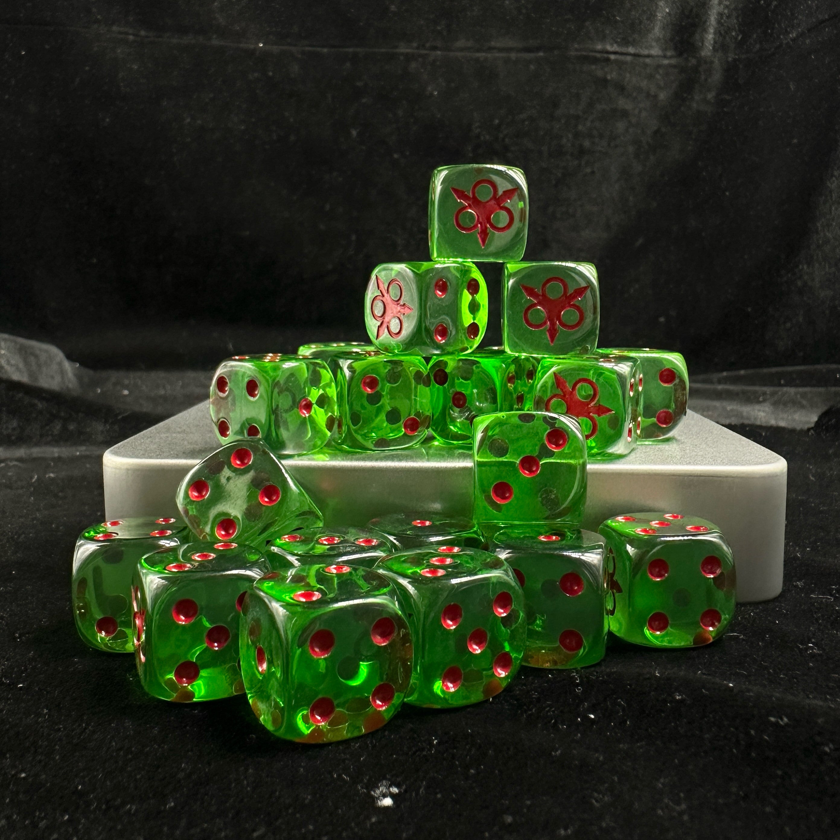 Warhammer 40K Nurgle Chaos Mark Green Acrylic D6 Dice