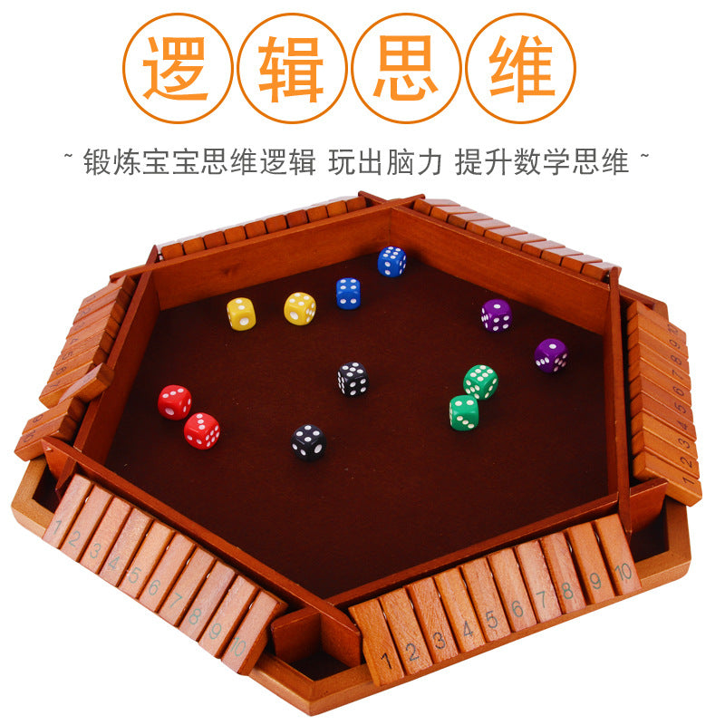 Close the Box Dice Game | Hexagonal Wooden Family Educational Tabletop Game for 6 Players