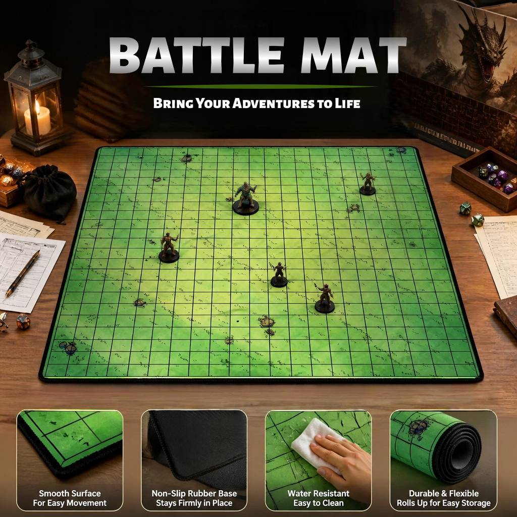 24 x 24 in D&D Battle Mat – 1-Inch Grid TRPG Terrain Map
