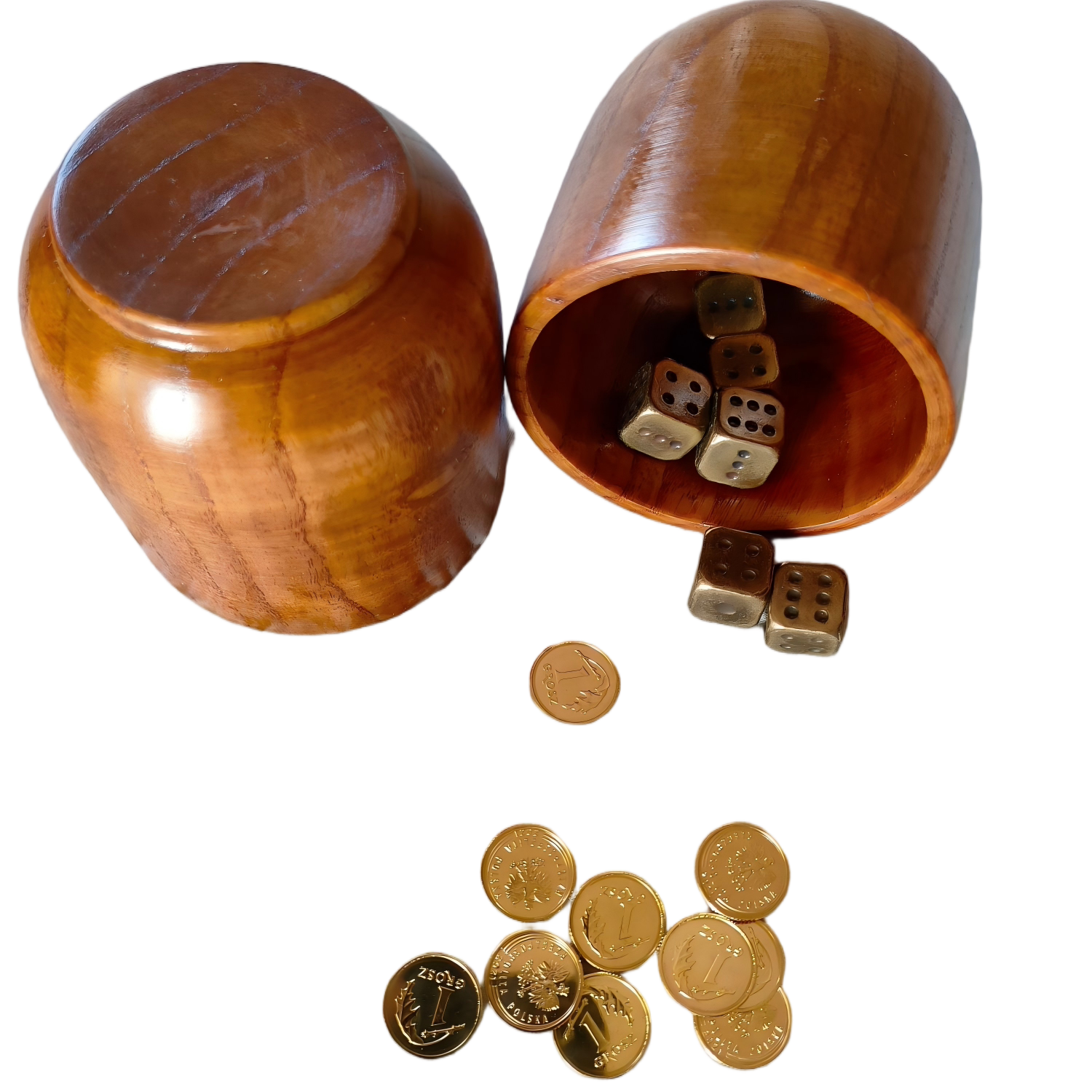 "Heavenly Rescue" Dice Game | Premium Wooden Dice & Gold Coin Strategy Set with Velvet Bag