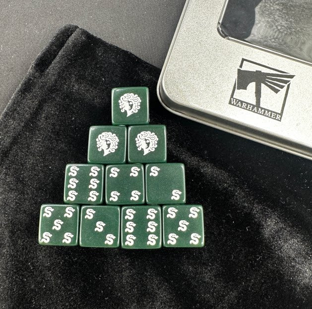 Warhammer 40K Ahriman Medusa Dark Green D6 Dice