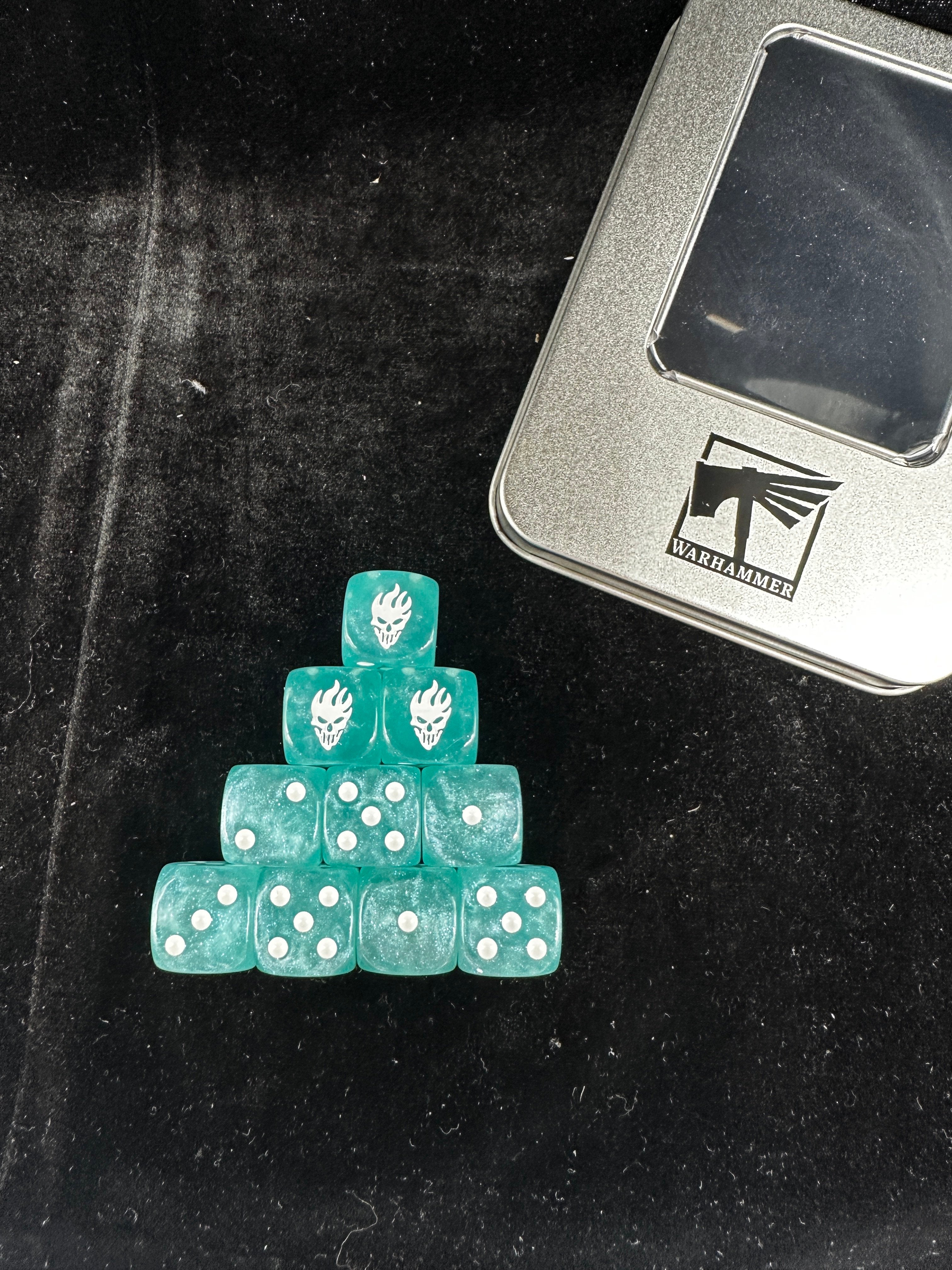 Warhammer 40K Night Lords Blue Glitter Acrylic D6 Dice