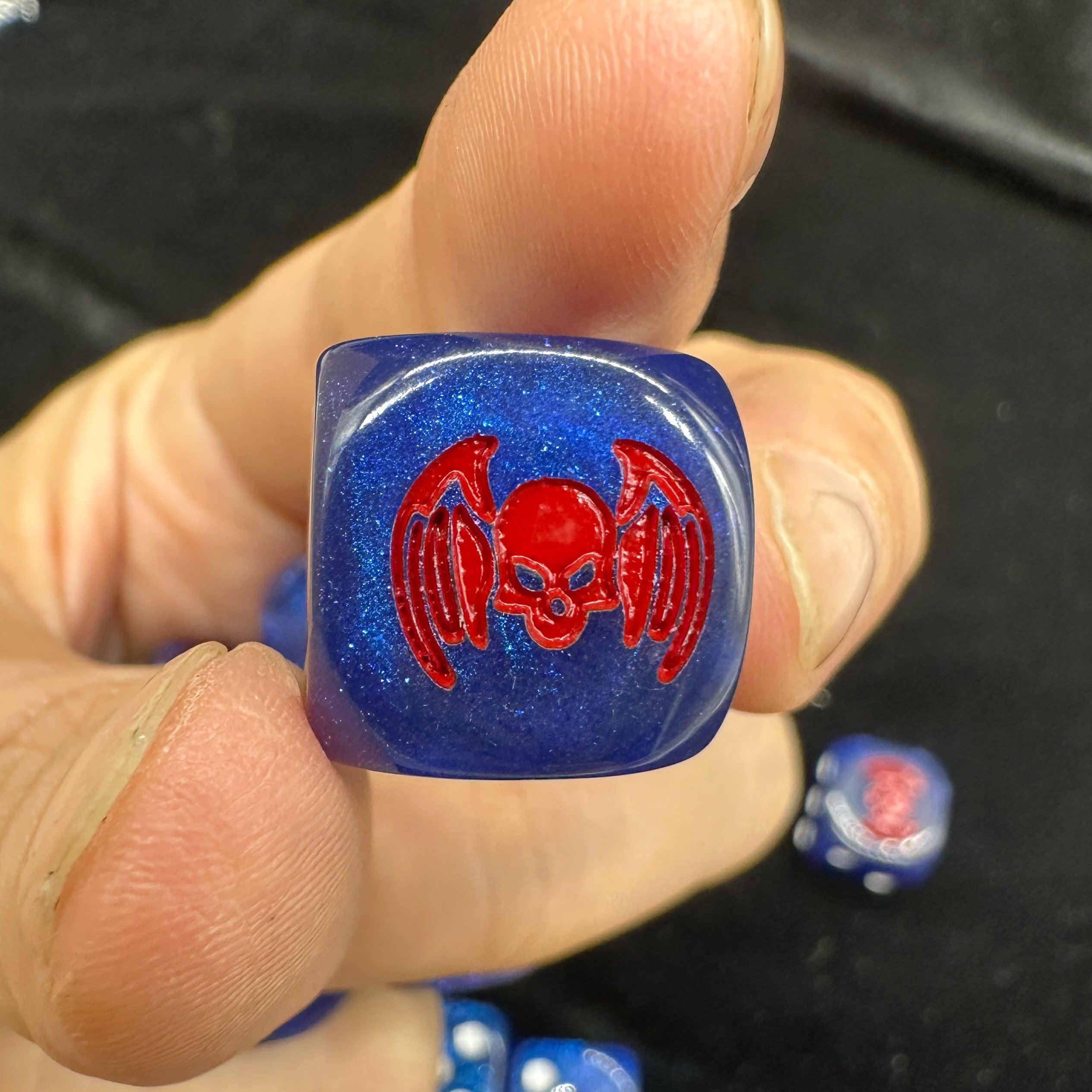 Warhammer 40K "Night Lords"  "God of Destruction" Blue Glitter Acrylic D6 Dice