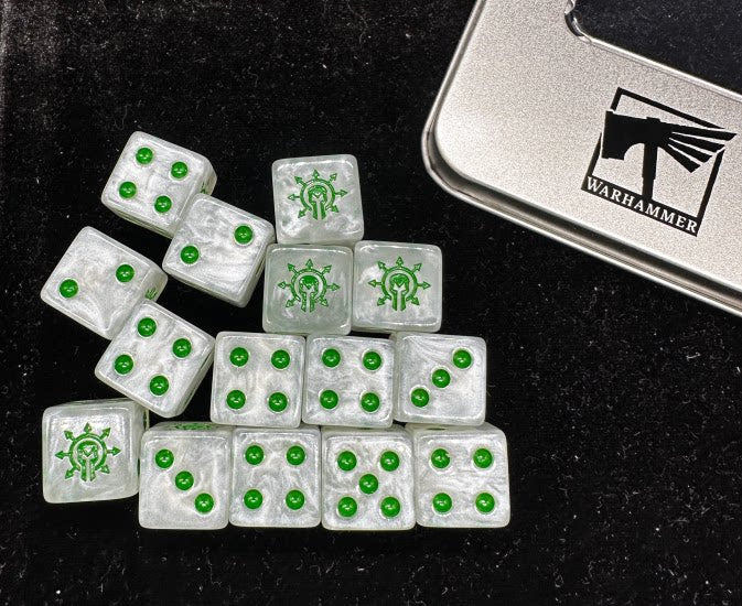 Warhammer 40K Chaos Knights White Swirl Pearlescent Acrylic D6 Dice
