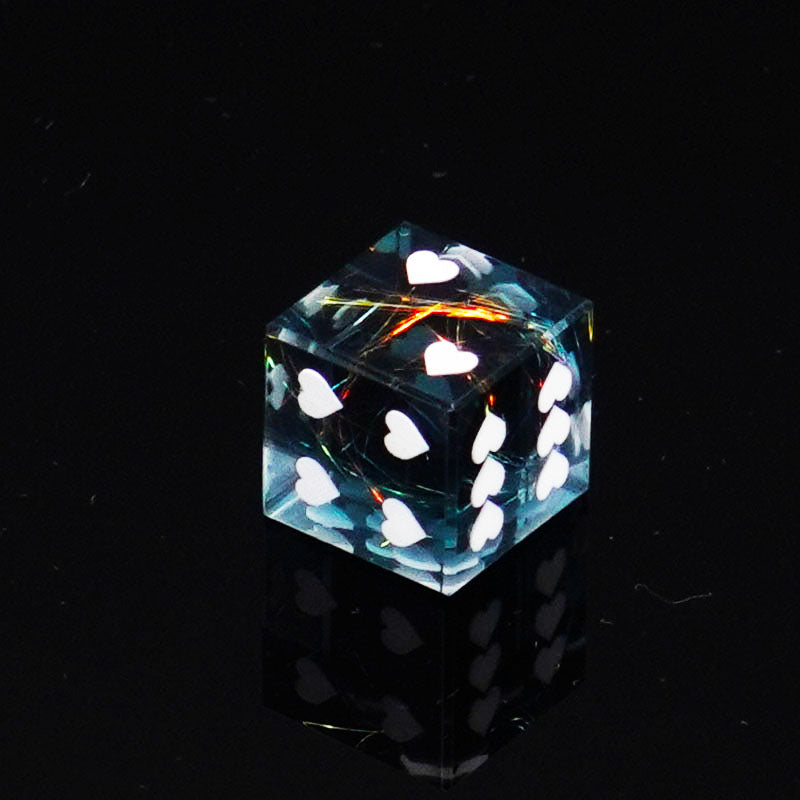 D6 Heart Pip Quicksand Dice – Premium Resin Glitter Dice for DND & TTRPG 18mm | Bear Dice