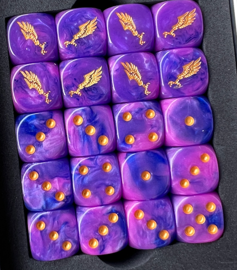 Warhammer 40K Imperial Aquila Blue-Purple Galaxy Swirl Acrylic D6 Dice