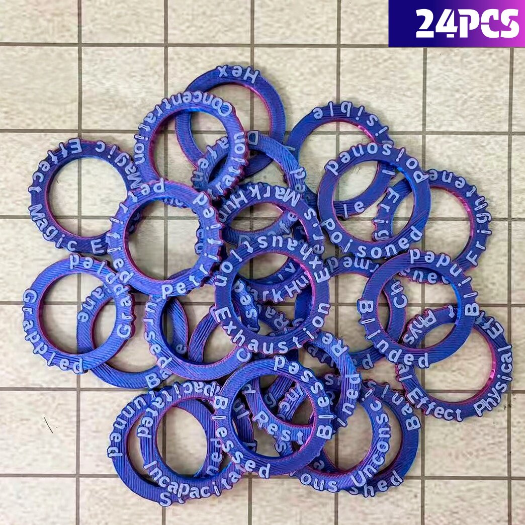 24-Pack D&D Condition Rings & Status Markers – Acrylic Spell Effect Tokens
