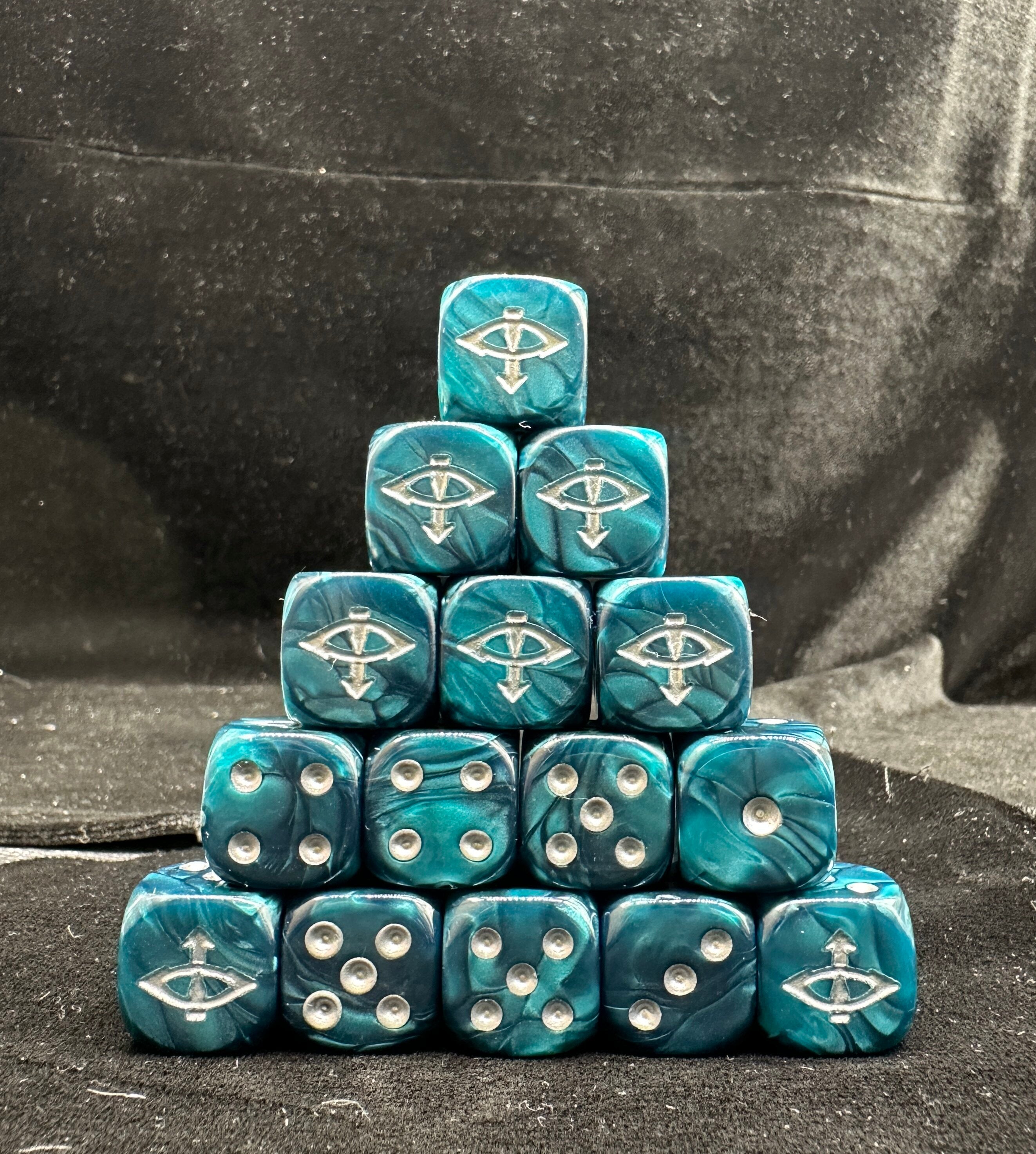 Warhammer 40K Horus Heresy Blue Swirl Pearlescent Acrylic D6 Dice