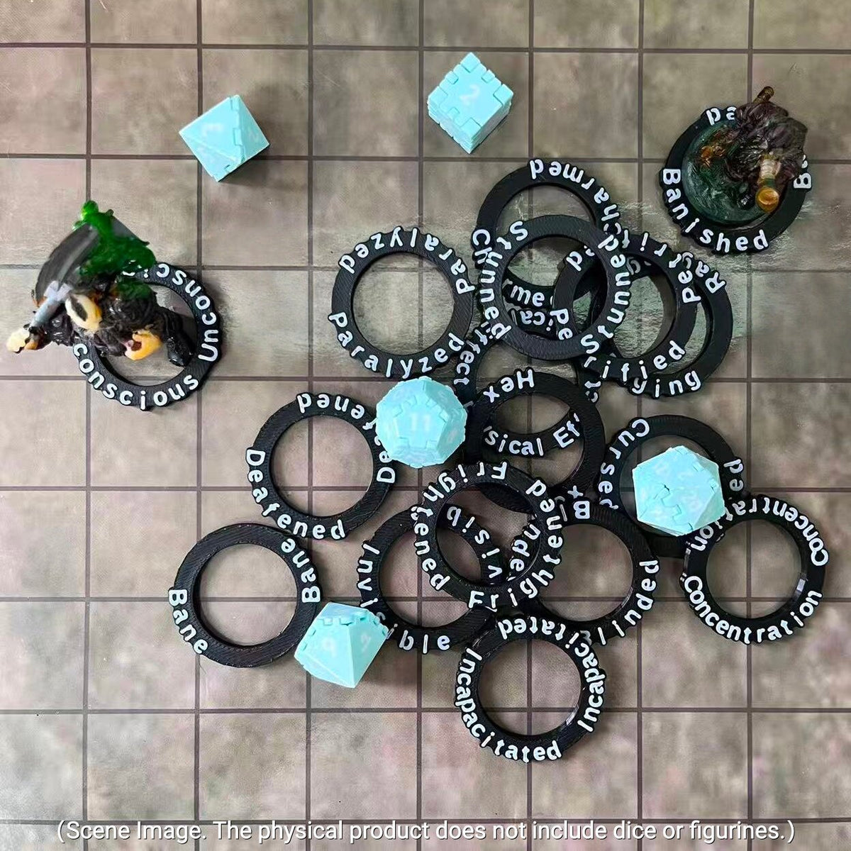 24-Pack D&D Condition Rings & Status Markers – Acrylic Spell Effect Tokens