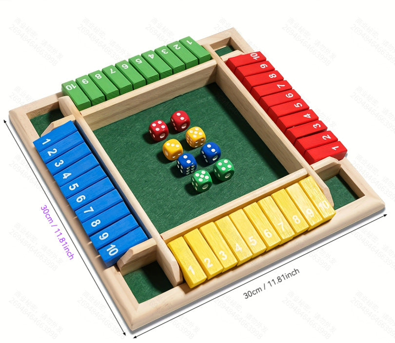 Close the Box Dice Game | Hexagonal Wooden Family Educational Tabletop Game for 6 Players