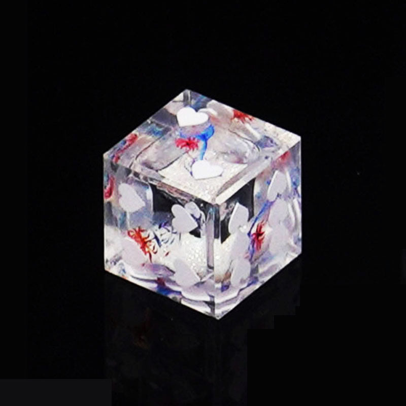 D6 Heart Pip Quicksand Dice – Premium Resin Glitter Dice for DND & TTRPG 18mm | Bear Dice