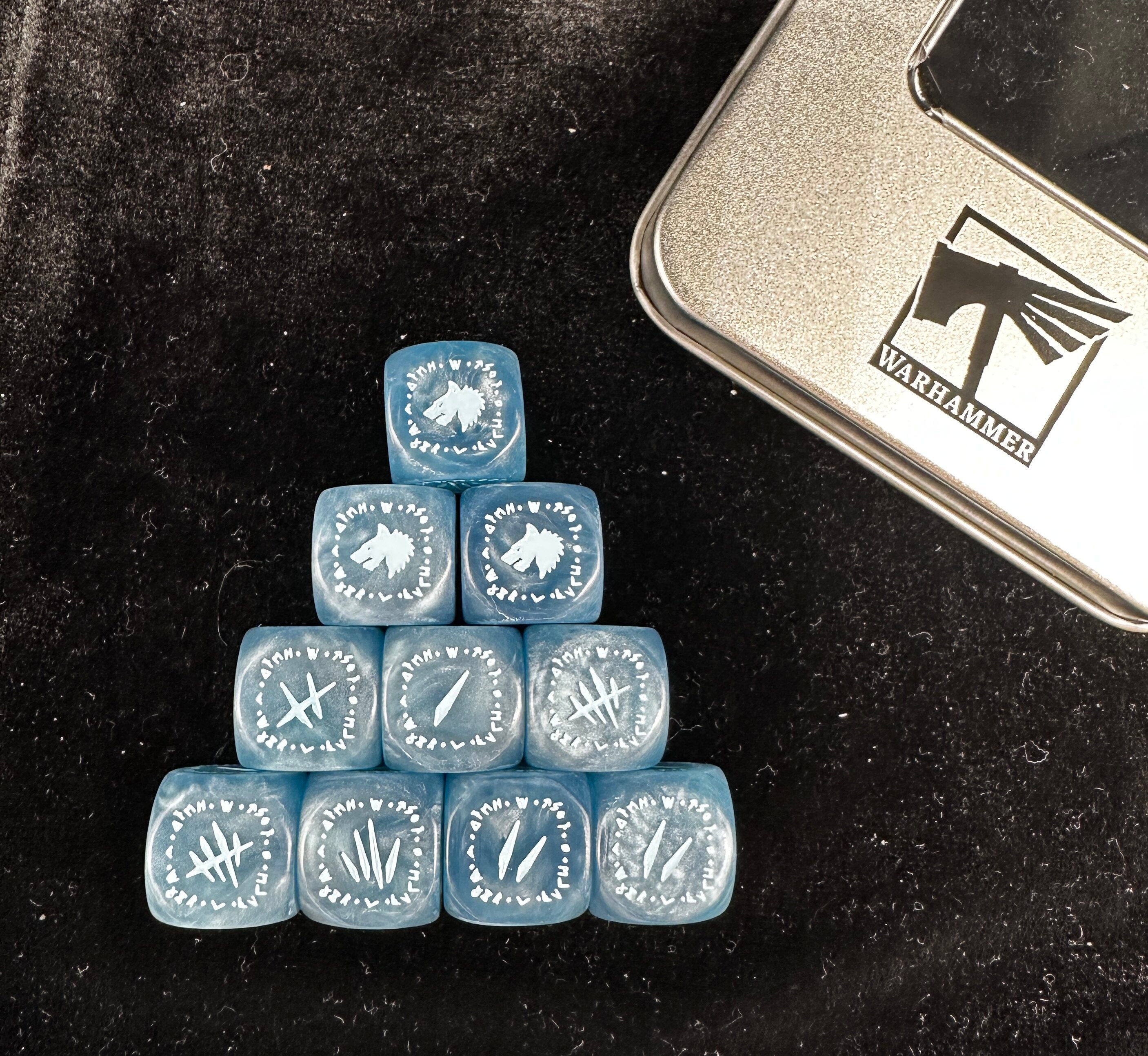 Space Wolves D6 Dice – Warhammer 40K Ice Blue Pearlescent Acrylic