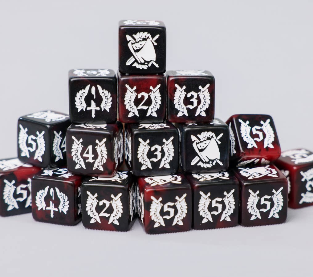 Warhammer 40K Dark Angels Legion Black and Red D6 Dice