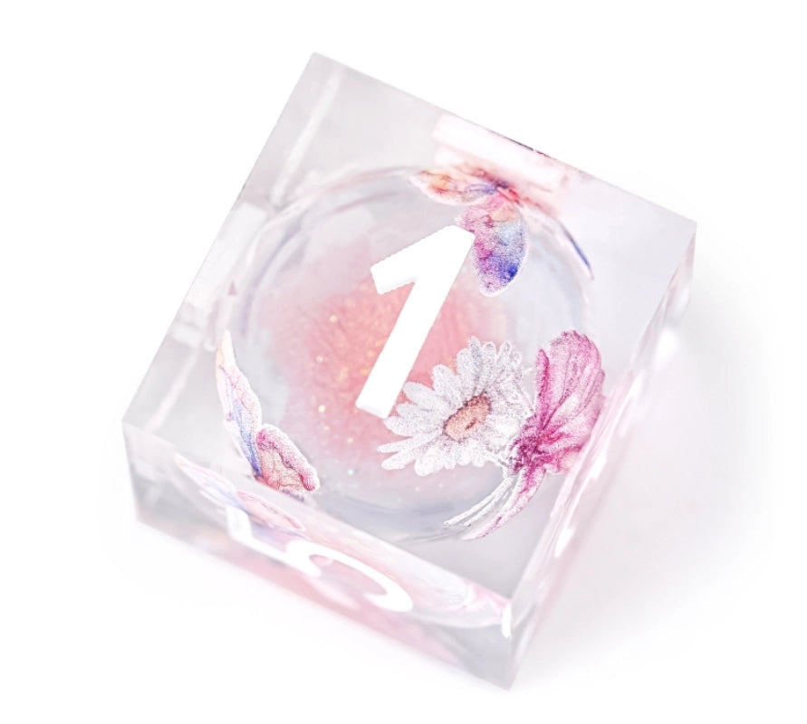 Dreamland Series – Pink Quicksand Butterfly Resin Dice Set
