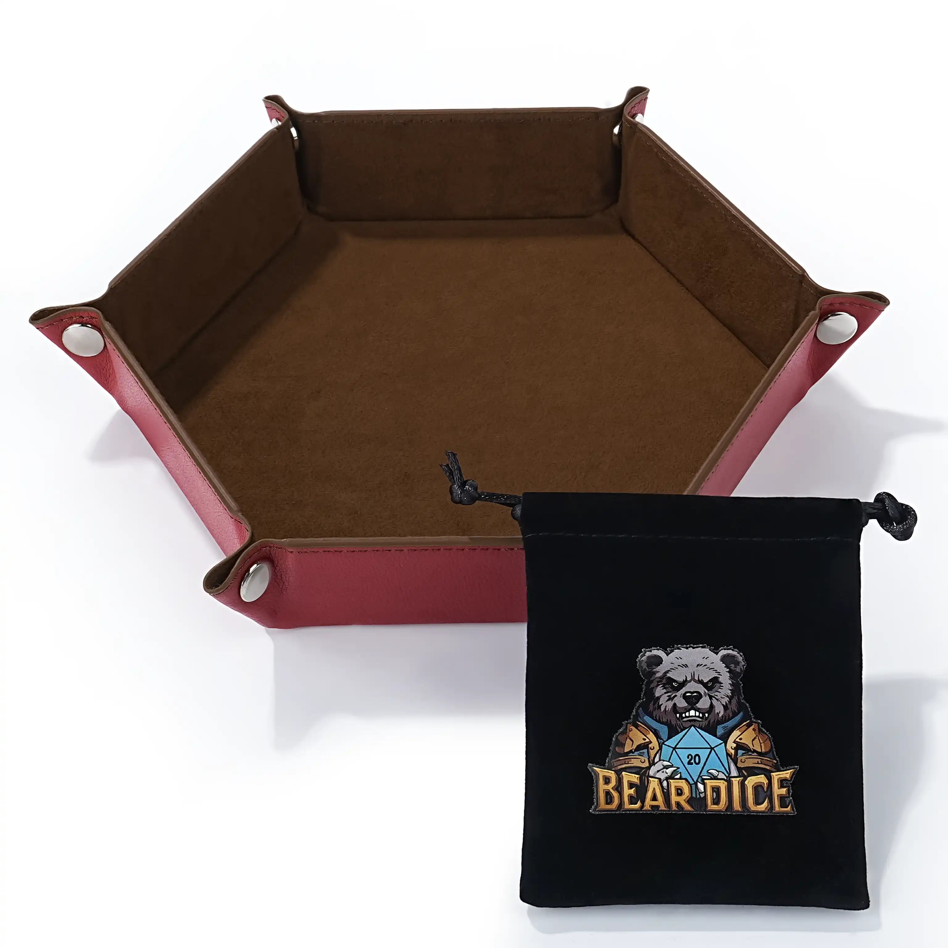 Classic red leather dice tray for d&d games | Bear Dice
