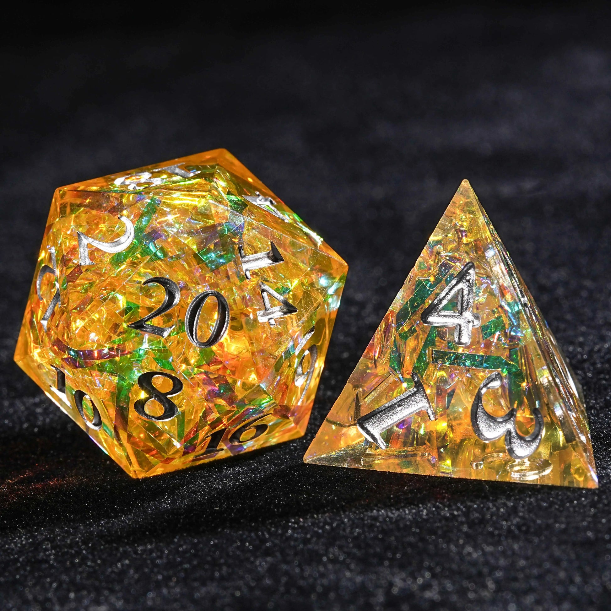 Yellow Resin Solid Sparkling Destiny D20 Dice +D4 Dice | Bear Dice