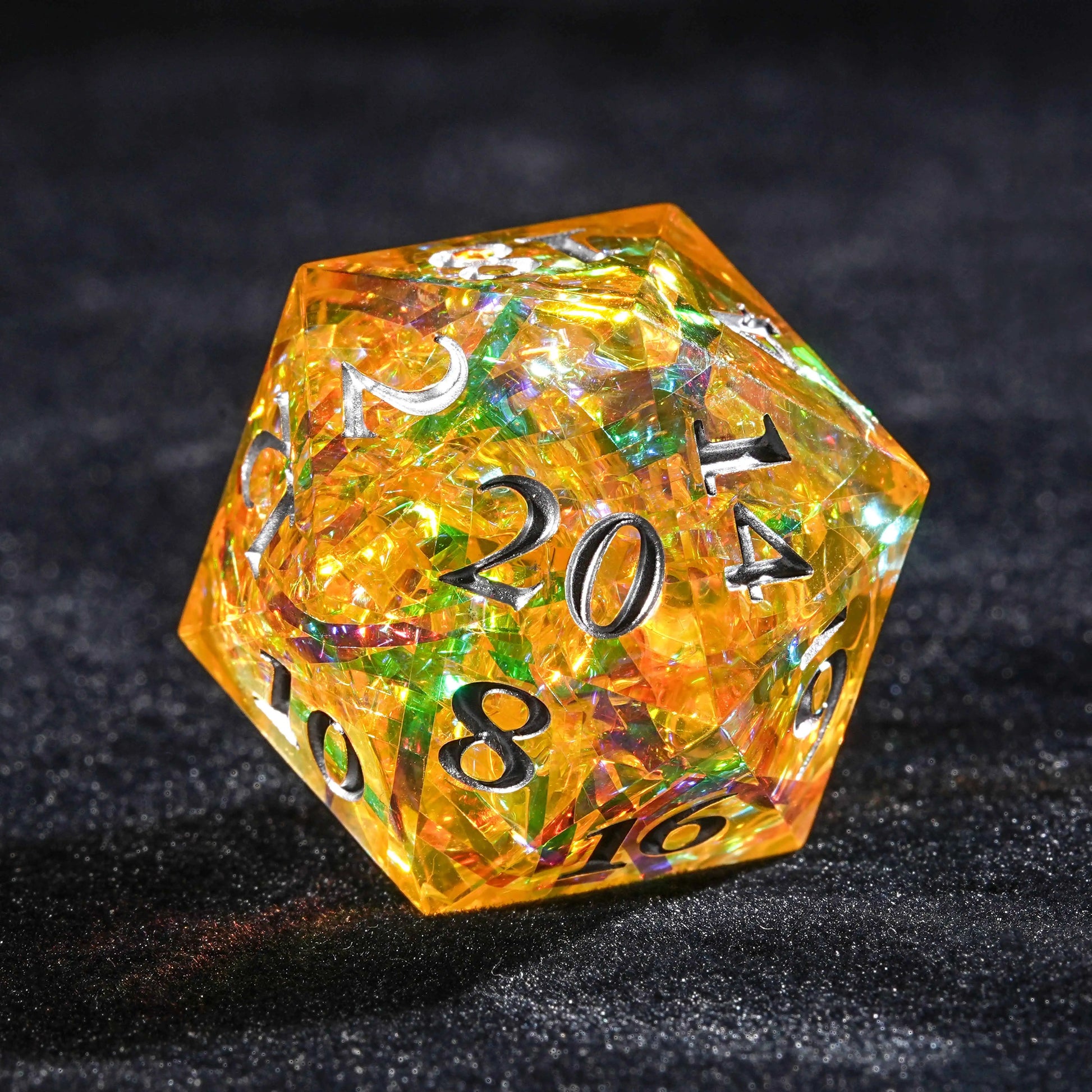 Yellow Resin Solid Sparkling Destiny D20 Dice | Bear Dice