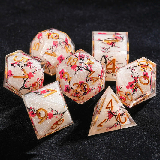 Plum Resin dice set +DND gold numbers | Bear Dice