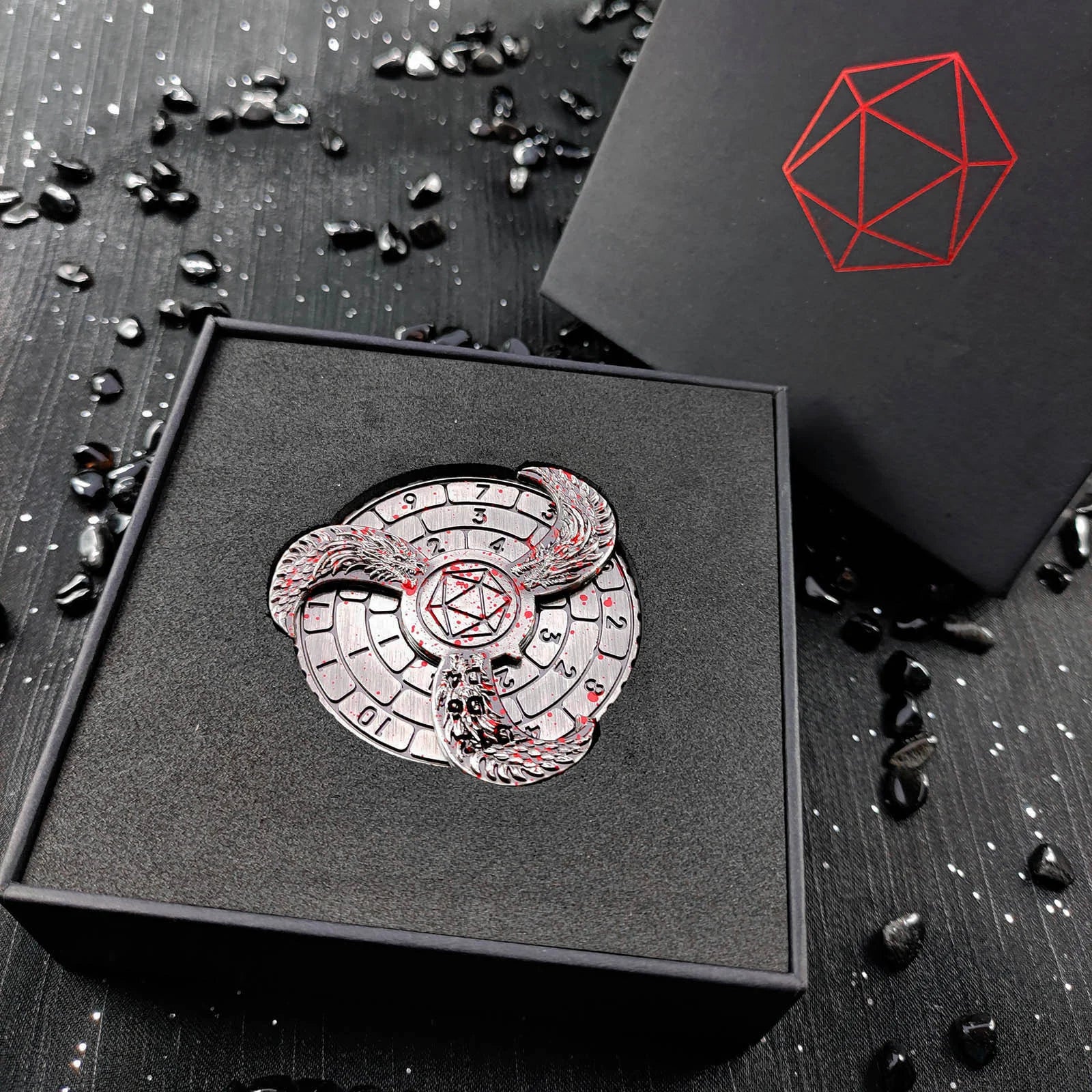 Unique dnd spin roulette dice: bloodstained 7 in 1 fidget spinner metal dice +dice box | Bear Dice