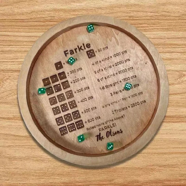 Wooden Dice Tray for Farkle Dice Game