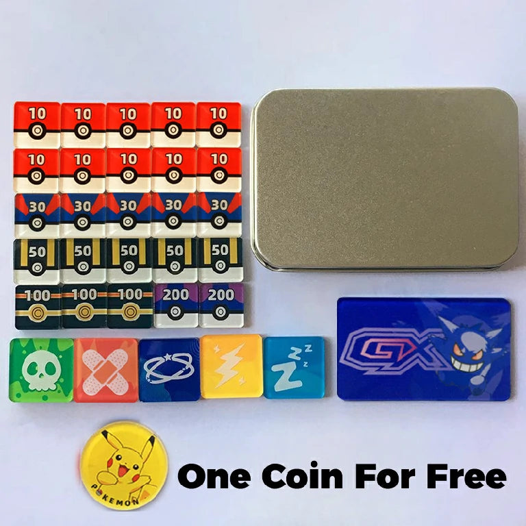 Pikachu & Gengar PTCG Damage Counter and Pokémon Token Storage Box