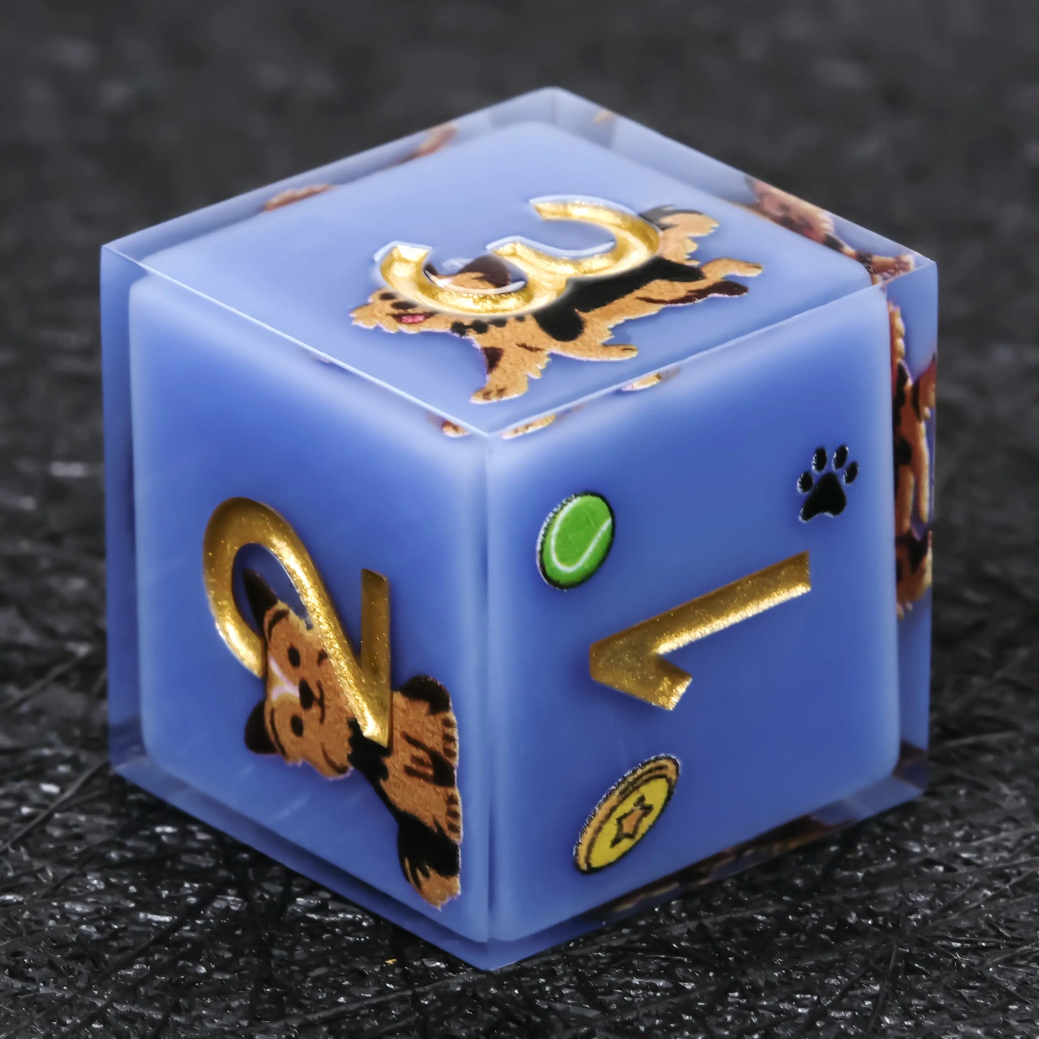 Kickstarter Dice – Sharp-Edged Blue Resin Yorkshire DND D6 Dice with Gold Numbers | Bear Dice